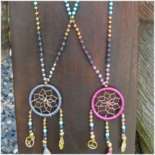 stone beads dream catcher pendant necklaces handmade free shipping 50 pieces